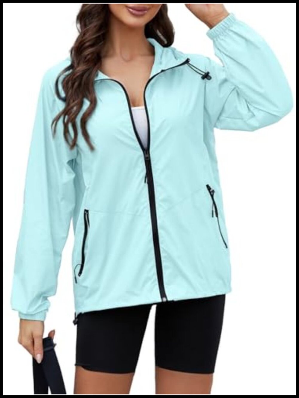 Women's Waterproof Packable Rain Jacket Windbreaker Travel Raglan Sleeve